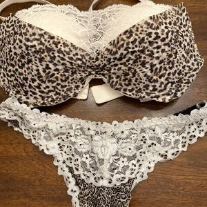 Victoria's Secret Leopard and Lace Bra Set